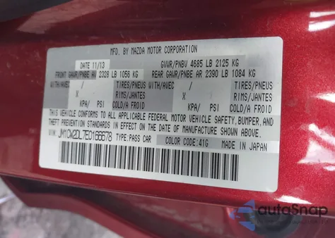 2014 Mazda Mazda5 Grand Touring from USA, damaged, VIN JM1CW2DL7E0166678